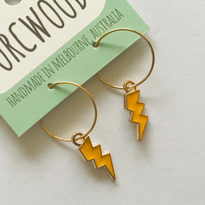 Cloud & Lightening Bolt Hoop Earrings