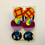 Hand painted leather bold statement earrings - The Juno