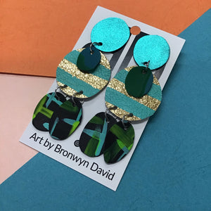 Hand painted leather bold statement earrings - The Juno