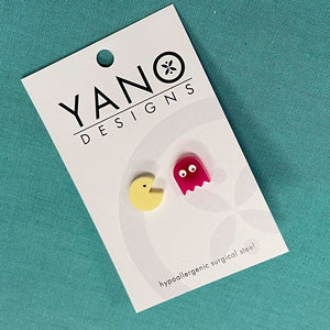 Pac-Man Laser Cut Stud Earrings